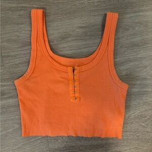 Aerie Bright Orange Ribbed Crop Top